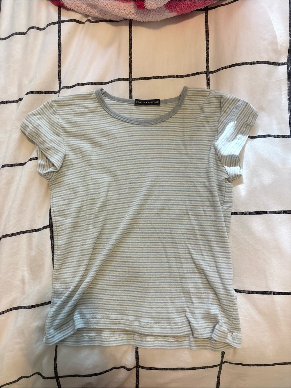 Brandy Melville Light Blue Striped Short Sleeve Tee